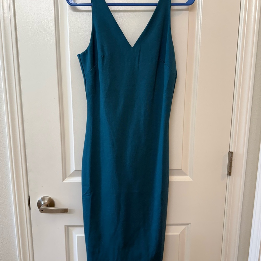 White House Black Market Blue Sheath Midi Dress V-Neck Sleeveless